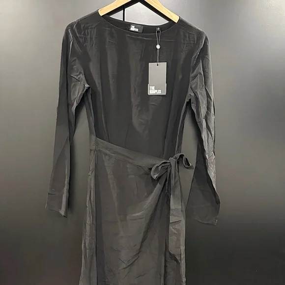 The Kooples Black Silk Maxi Tie Waist Dress - Picture 3 of 4